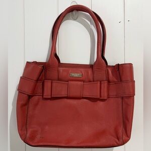 Kate Spade New York  Cow Leather Shoulder Bag Purse Bow Red